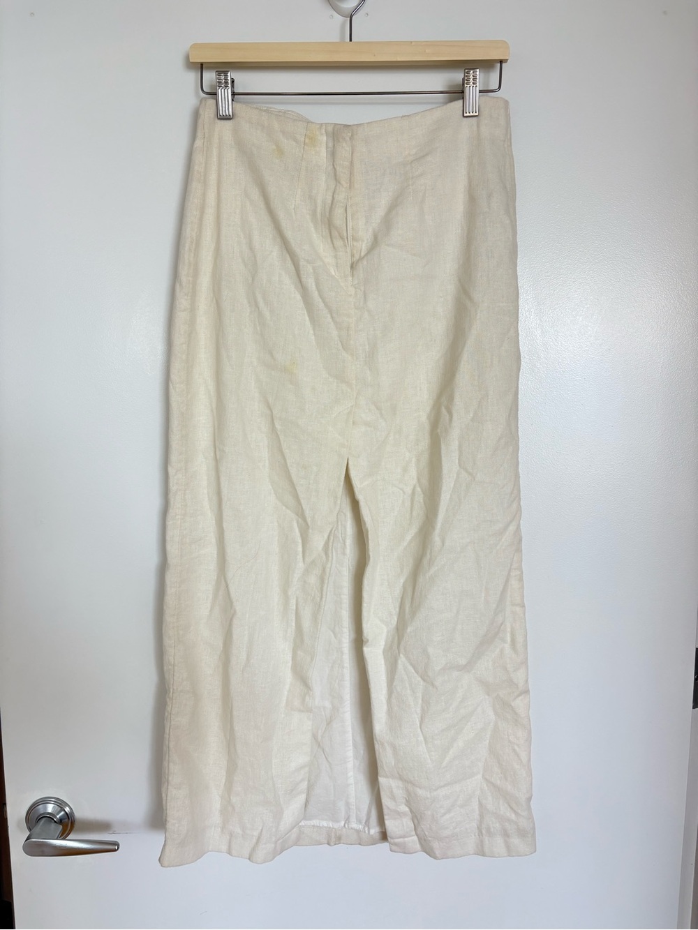 Abercrombie & Fitch Cream Linen Maxi Skirt with Center Slit